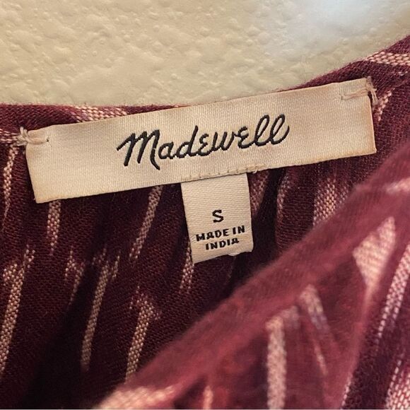 Madewell Dress Ikat Print With Pockets Small Merlot Purple Boho - Picture 4 of 10